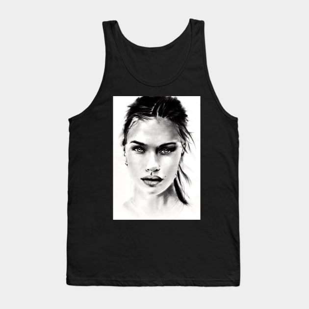 charcoal drawing of a woman Tank Top by stoekenbroek